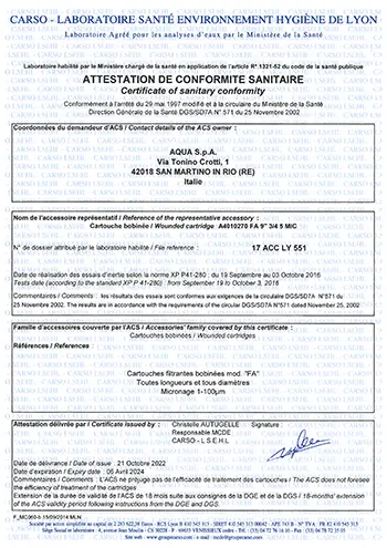 Certificado ACS Cartucho FA 2022-2024