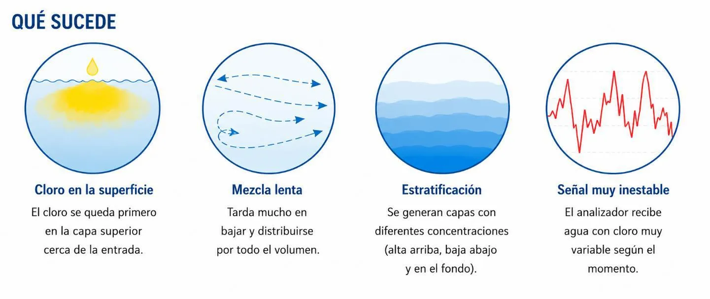 efectos del flujo de cloro Modelo de flujo del cloro en un depósito sin recirculación